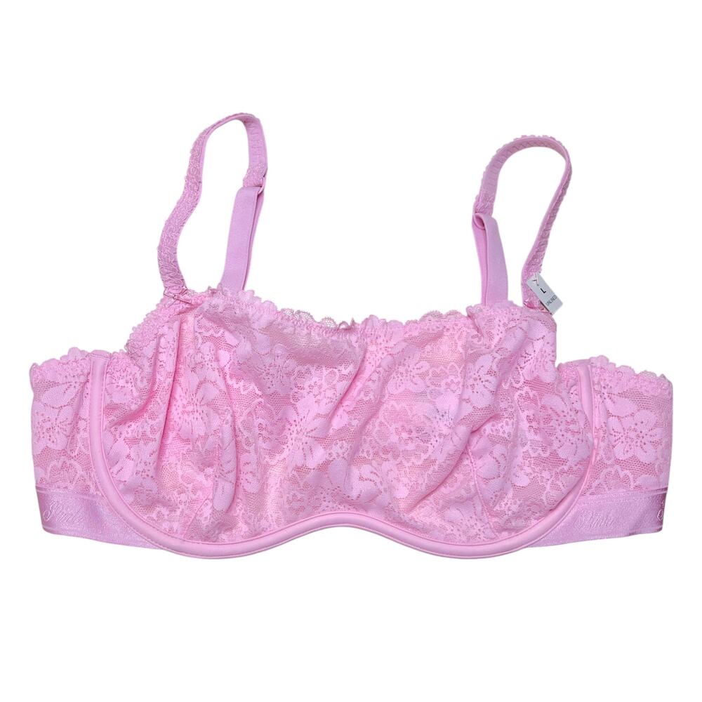 Victoria's Secret PINK Wink Unlined Scoop Bra Lace Pink Bubble Size Large